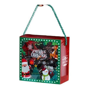 -2pcs christmas santa & snowman pattern gift boxes red color